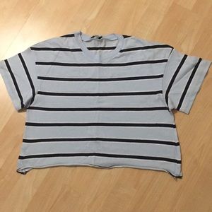 NWOT Cute Subdued Blue Stripes Cropped Top